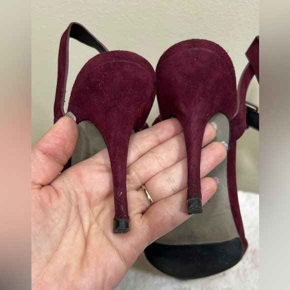 🌟 Alexander Wang Lovisa Suede D’Orsay Pumps Heels In Deep Red/Burg Sz 38.5/ US 8 - Picture 5 of 11